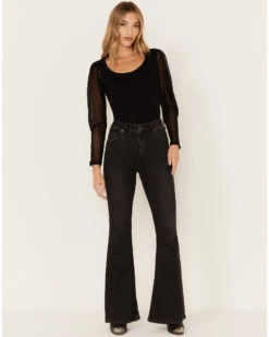 Rock & Roll Denim Women's High Rise Star Back Flare Jeans -Cheap Western Femme Store 2000380596 001 P4