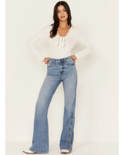 Idyllwind Women's Burch Light Wash High Risin Snap Trouser Jeans -Cheap Western Femme Store 2000381432 413 P1