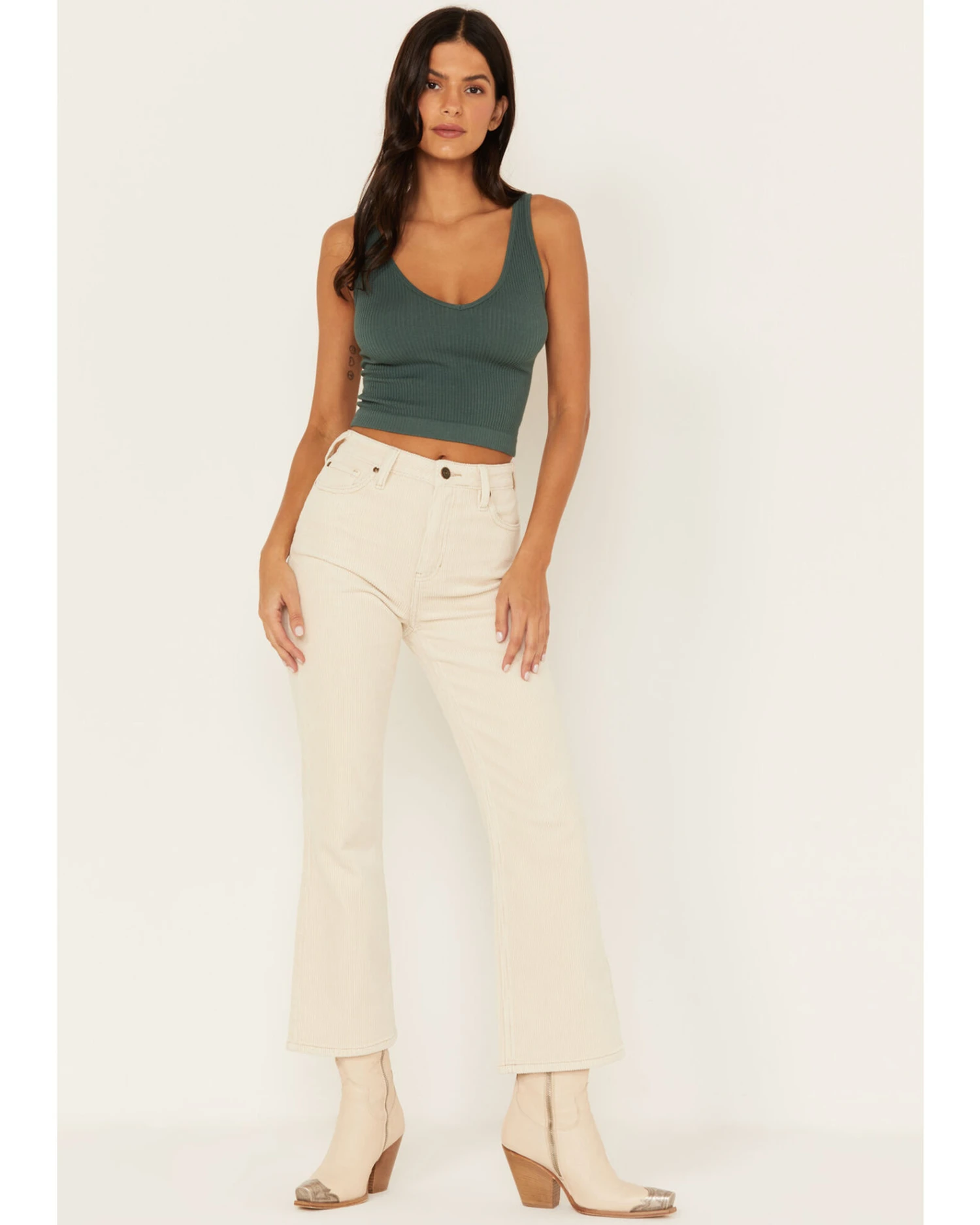 Cleo + Wolf Women's Mid Rise Flare Corduroy Pants 2 Cleo + Wolf Women's Mid Rise Flare Corduroy Pants - Image 2