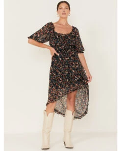 Wild Moss Women's Floral Print Ruffle Dress