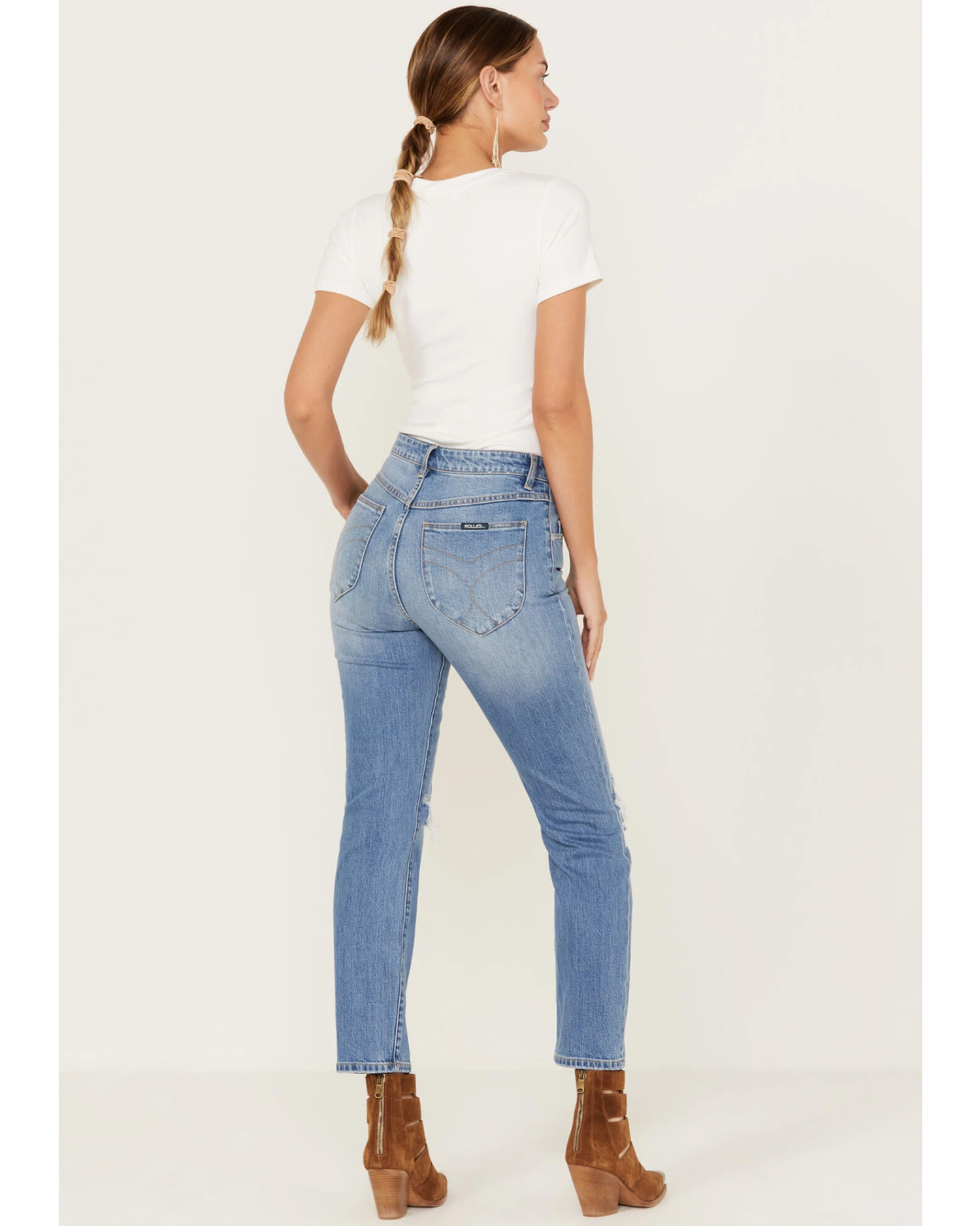 Rolla's Women's Medium Wash Mid Rise Miller Cropped Jeans 4 Rolla's Women's Medium Wash Mid Rise Miller Cropped Jeans - Image 4