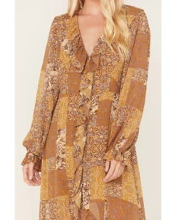 Beyond The Radar Women's Multi Patchwork Ruffle Dress -Cheap Western Femme Store 2000382230 900 P3