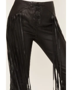 Wonderwest Women's Leather Fringe Pants -Cheap Western Femme Store 2000382473 001 P3