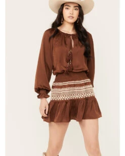 Shyanne Women's Satin Peasant Dress -Cheap Western Femme Store 2000382869 201 P1