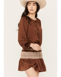 Shyanne Women's Satin Peasant Dress -Cheap Western Femme Store 2000382869 201 P2