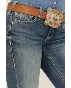 Ariat Women's Medium Wash Mid Rise Michela Straight Stretch Jeans -Cheap Western Femme Store 2000385126 414 P2