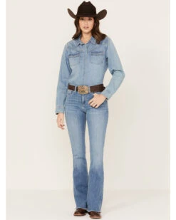 Ariat Women's Medium Wash R.E.A.L High Rise Annie Flare Jeans -Cheap Western Femme Store 2000385127 414 P1