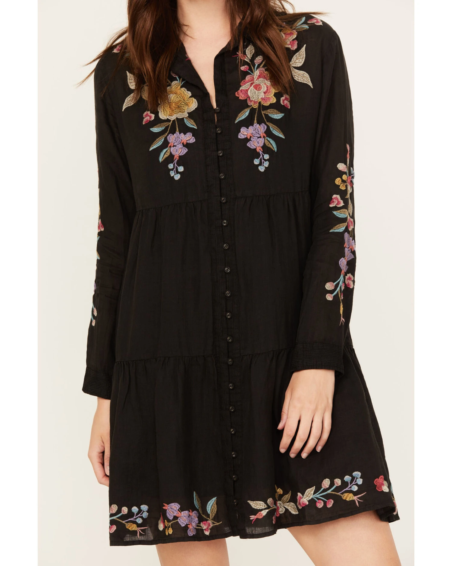 Johnny Was Women's Petunia Tiered Shirt Dress 3 Johnny Was Women's Petunia Tiered Shirt Dress - Image 3
