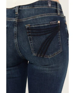 7 For All Mankind Women's Dark Wash Mid Rise Dojo Trouser Jeans -Cheap Western Femme Store 2000388106 416 P2