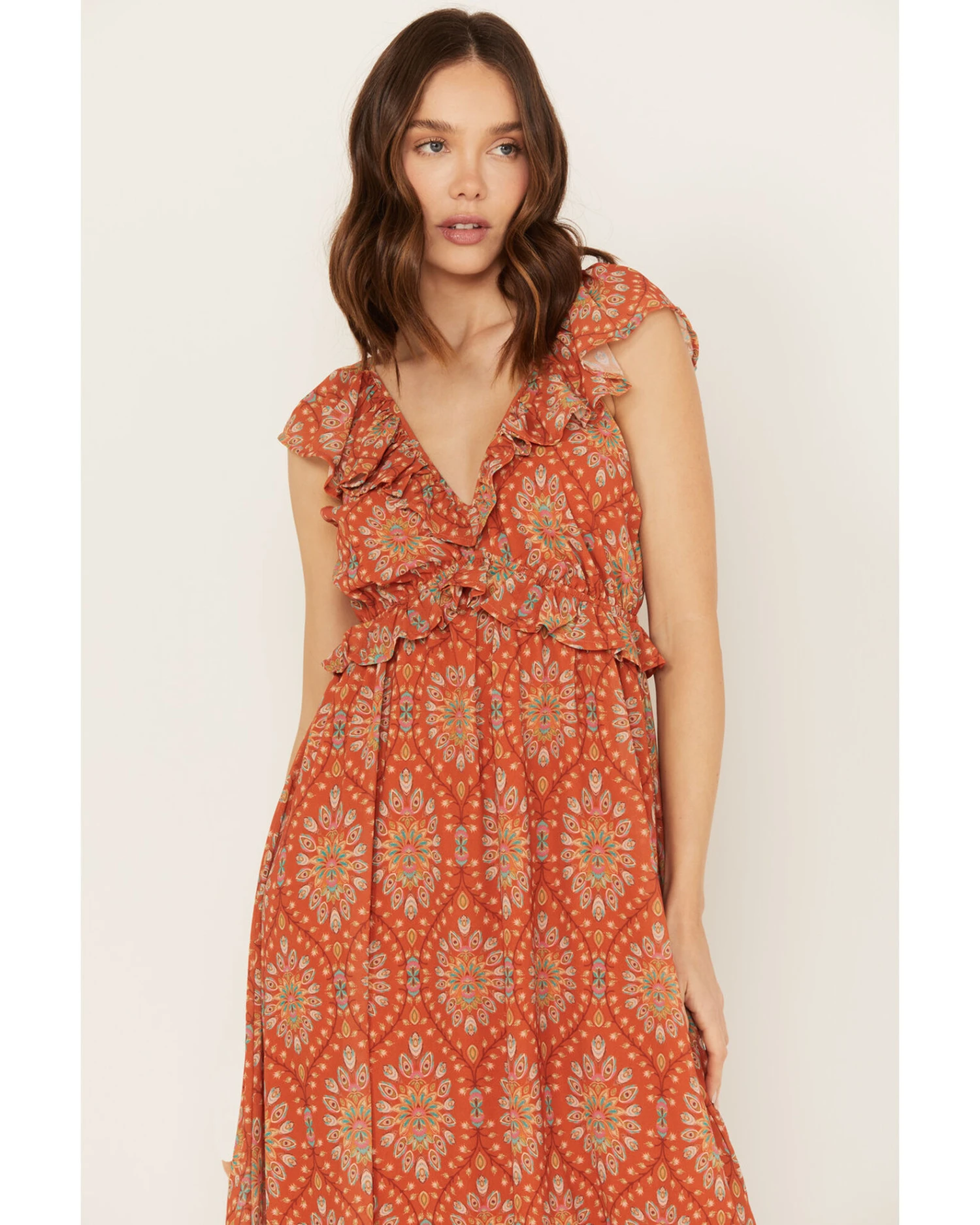 Flying Tomato Women's Ruffle Trim Printed Maxi Dress 2 Flying Tomato Women's Ruffle Trim Printed Maxi Dress - Image 2