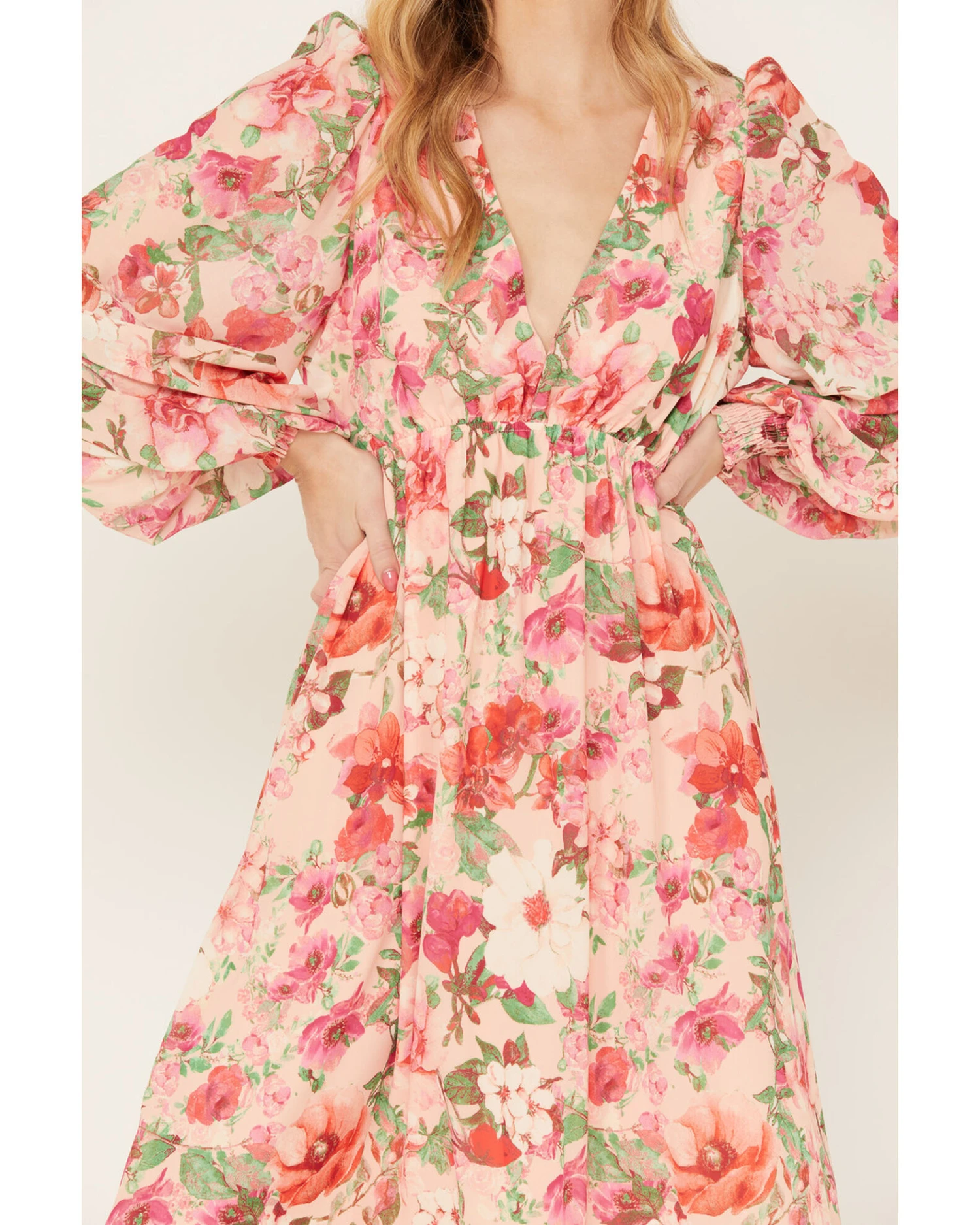 Flying Tomato Women's Floral Print Long Sleeve Midi Dress 2 Flying Tomato Women's Floral Print Long Sleeve Midi Dress - Image 2