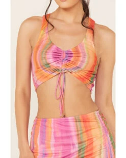 Show Me Your Mumu Women's Hazy Mesh Striped Sleeveless Top -Cheap Western Femme Store 2000388983 650 P3