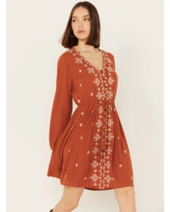 Jolt Women's Embroidered Long Sleeve Dress -Cheap Western Femme Store 2000390037 220 P2