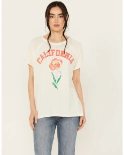 Free People Women's California State Flower Short Sleeve Graphic Tee -Cheap Western Femme Store 2000390358 103 P1