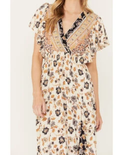 Angie Women's Flutter Sleeve Floral Border Print Dress -Cheap Western Femme Store 2000391056 900 P3