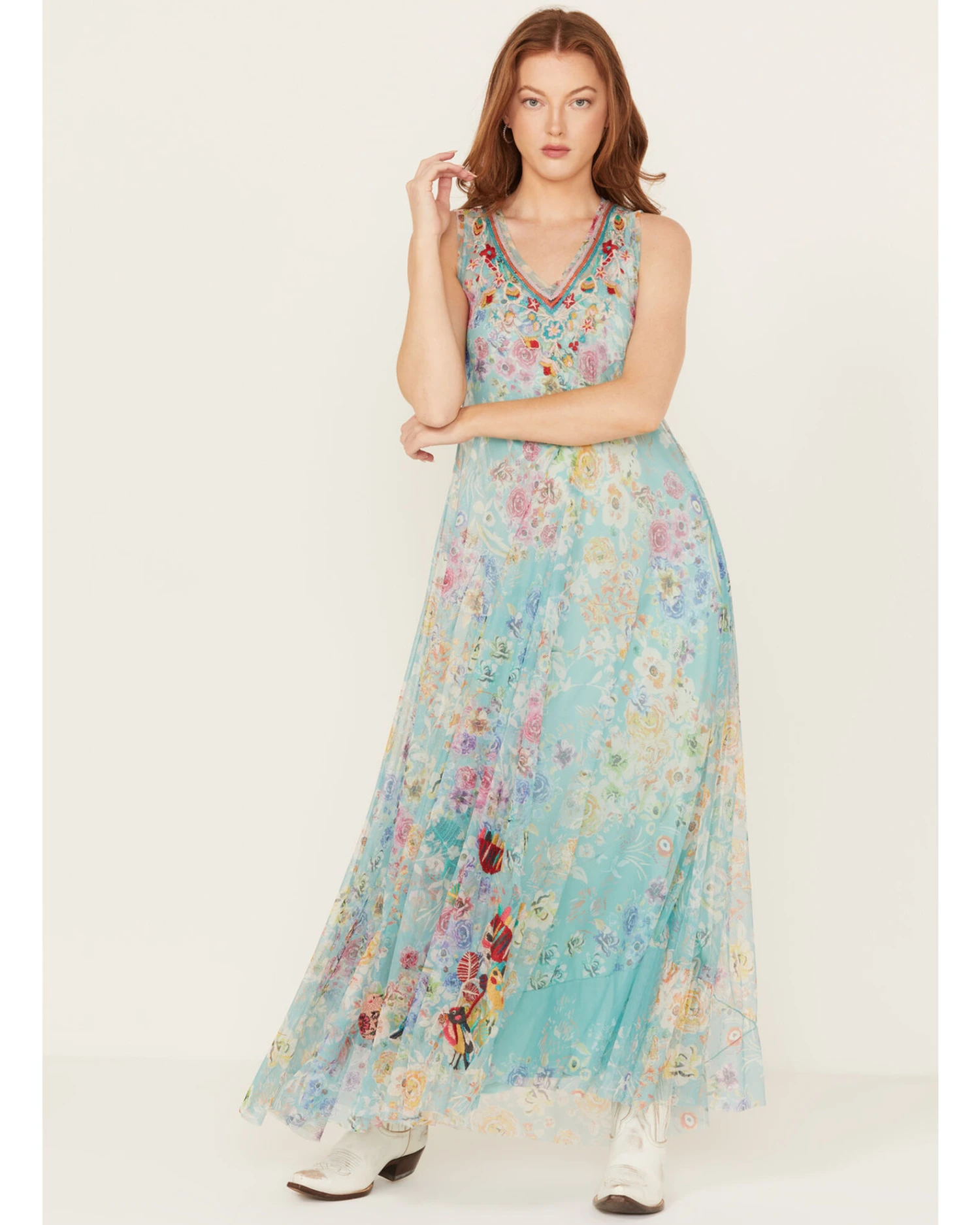 Johnny Was Women's Forever Flower Mesh Maxi Dress 3 Johnny Was Women's Forever Flower Mesh Maxi Dress - Image 3