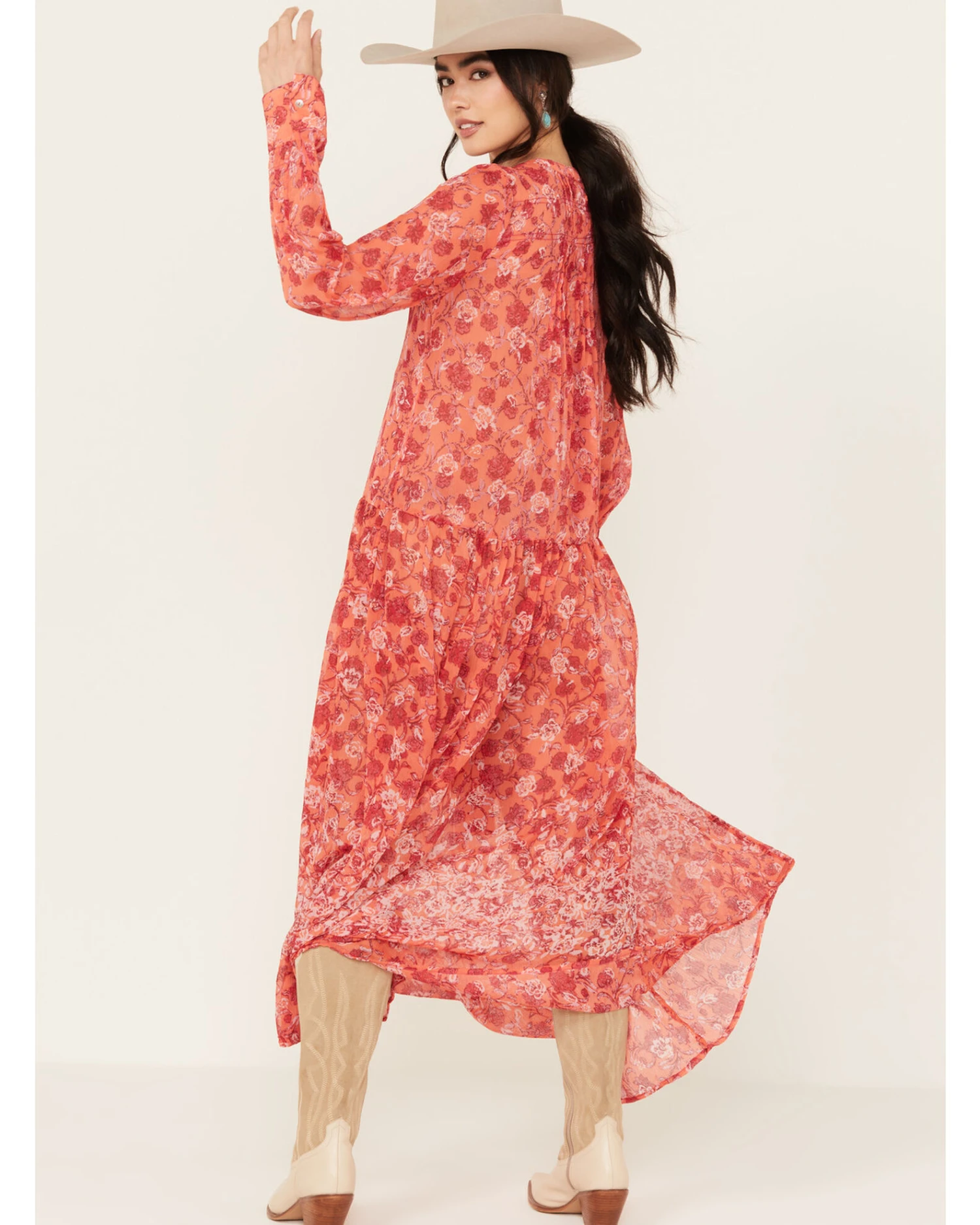 Free People Women's See It Through Floral Long Sleeve Maxi Dress 4 Free People Women's See It Through Floral Long Sleeve Maxi Dress - Image 4