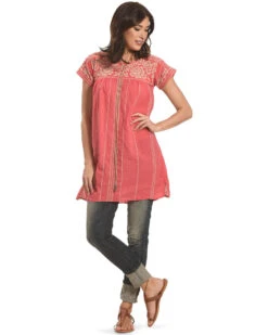 Johnny Was Women's Lenat Pleated Peasant Long Tunic -Cheap Western Femme Store 356T32 M1 D1