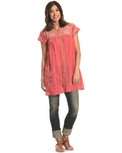 Johnny Was Women's Lenat Pleated Peasant Long Tunic